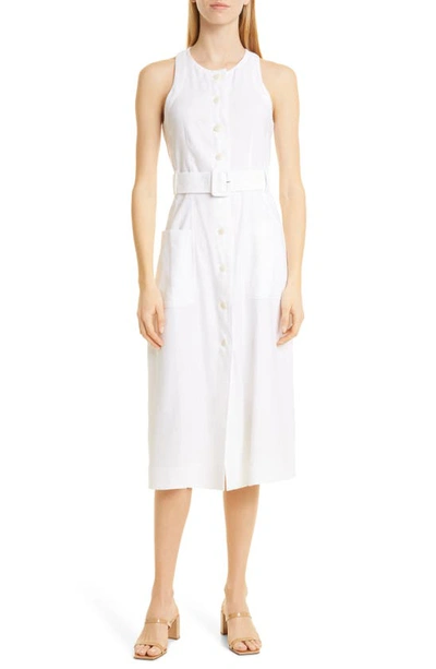 Ted Baker Jancita Button-up Sleeveless Midi Dress In White