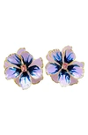 The Pink Reef Jewel Box Floral Stud Earrings In Lavender