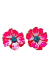 The Pink Reef Jewel Box Floral Stud Earrings In Hot Pink