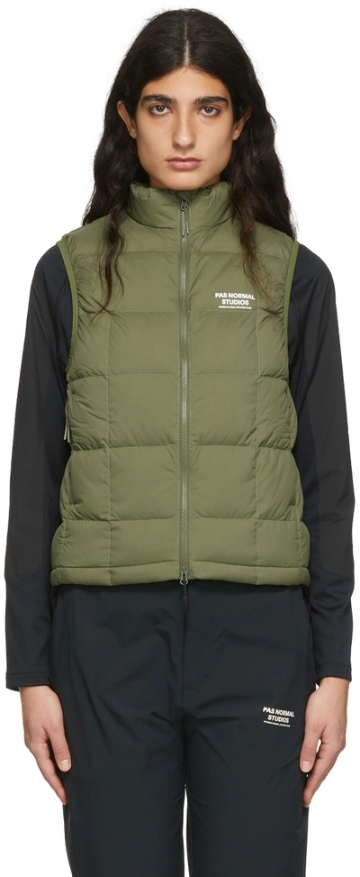 Pas Normal Studios Green Escapism Down Vest In Army Green