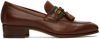 Gucci Paride Logo-detailed Grosgrain-trimmed Leather Loafers In Brown