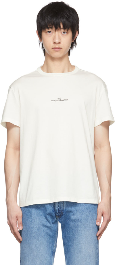 Maison Martin Margiela Men T-shirt Logo Distorto In White from Marais
