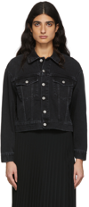Mm6 Maison Margiela Cropped Distressed Denim Jacket In 900 Black