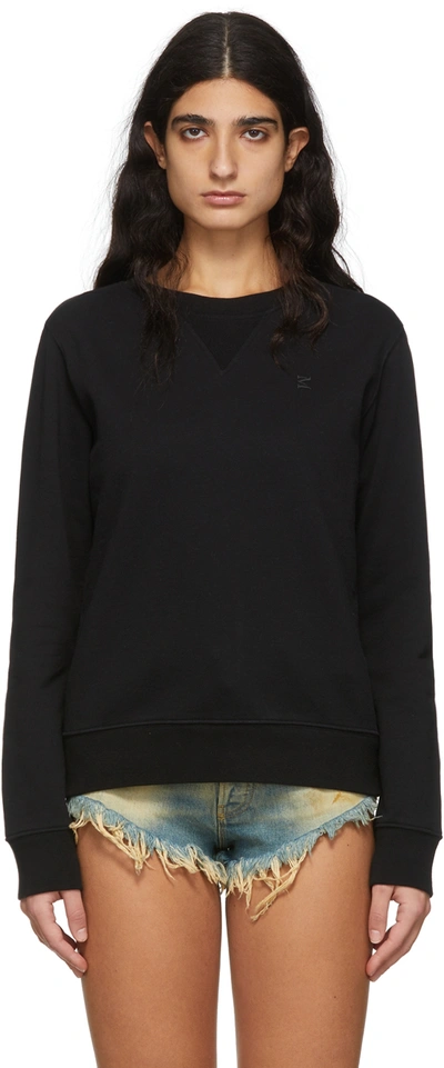 Maison Margiela Logo-embroidered Cotton Sweatshirt In Black