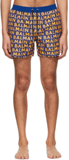 BALMAIN BLUE POLYESTER SWIM SHORTS