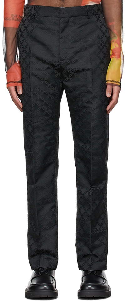 Charles Jeffrey Loverboy They Them Recycled-jacquard Trousers In Black