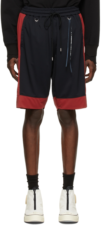 Mastermind Japan Contrast-trim Logo Shorts In Black X Red