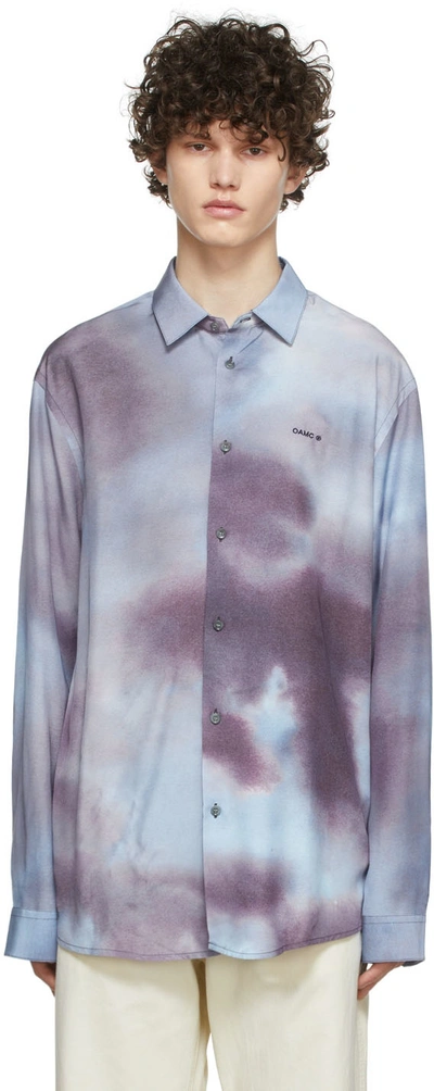 Oamc Blue Viscose Shirt In Cherry Blue | ModeSens