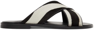 Manolo Blahnik Men's Otawi Zebra-print Calf Hair Slide Sandals In Blckdrcm 900s