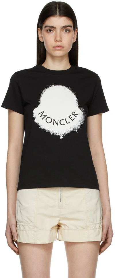 Moncler Cotton Jersey Logo T-shirt In Black