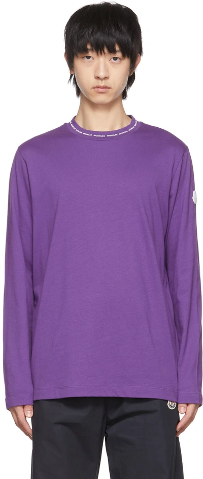 Moncler Purple Cotton Long Sleeve T-shirt In 65a Purple