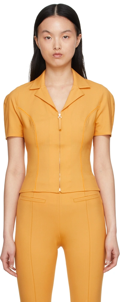 Jacquemus La Chemise Tangelo Orange Stretch-wool Top In 750 Orange