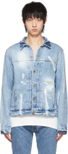 424 Blue Distressed Denim Jacket In 89.0 Blue