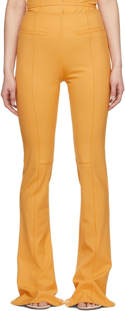 Jacquemus Le Trouseralon Tangelo Stretch-wool Flared Trousers In Orange