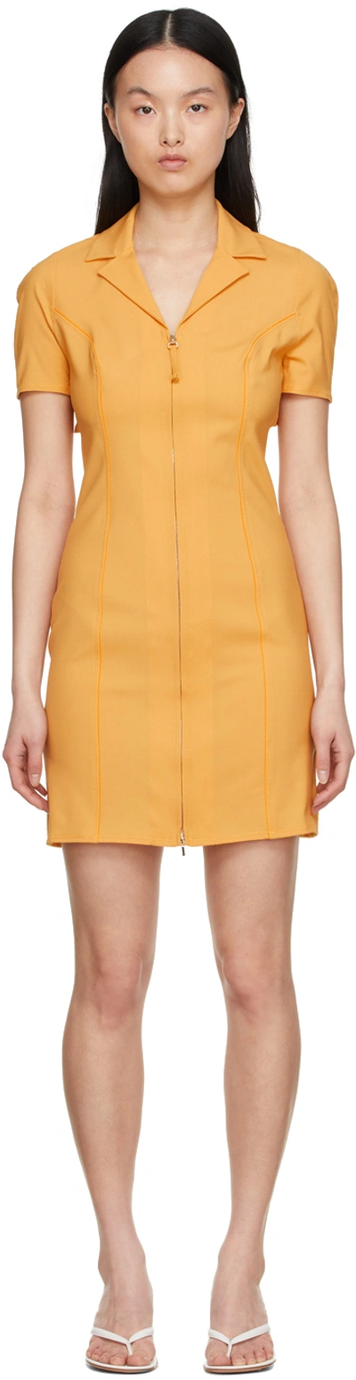 Jacquemus La Robe Tangelo Stretch Wool Mini Dress In Orange