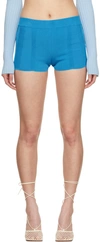 Jacquemus Logo Elastic Waistband Shorts In Blue