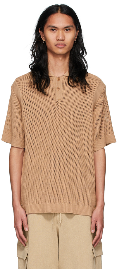 Andreädamo Ssense Exclusive Brown Viscose Polo In Nude 002 0476