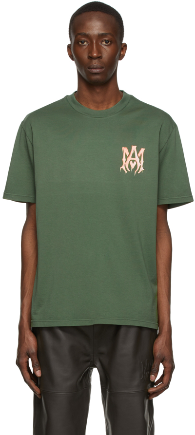 Amiri Logo-print Cotton T-shirt In Military Green-30 Si
