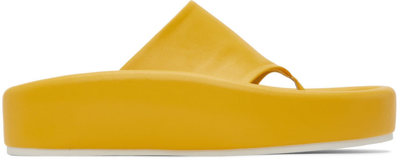 Mm6 Maison Margiela Faux Leather Platform Thong Sandals In Yellow