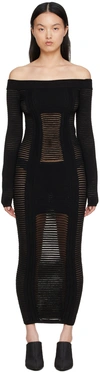 Balmain Black Viscose Midi Dress In 0pa Black