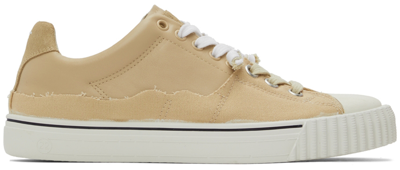 Maison Margiela Beige Leather And Fabric Sneakers In <p>