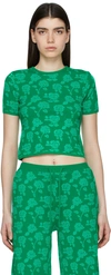 Pushbutton Rose Pattern Knitted Top In 905w Gn(pt)
