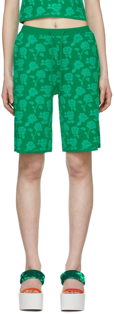 Pushbutton Green Polyester Shorts In 905w Gn(pt)