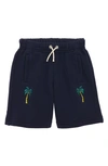 PALM ANGELS KIDS' PALM TREE EMBROIDERED FLEECE SHORTS