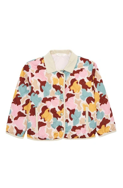 Palm Angels Kids' Abstract Bear-print Quilted Jacket In Pink