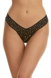 Hanky Panky Xdye Low-rise Leopard-print Lace Thong In Black Tulip Pink