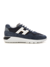 Hogan 3 Blue Leather Blend Sneakers In Blu-bianco