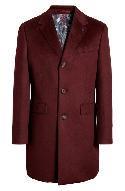 Ted Baker Fjord Wool & Cashmere Overcoat In Dark Red