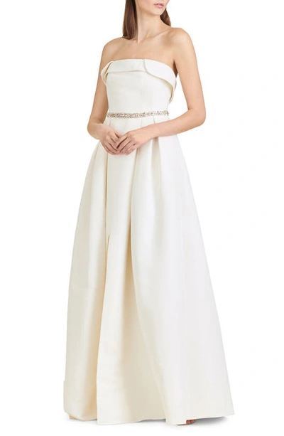 Sachin & Babi Brielle Strapless A-line Gown With Rhinestone Belt In Ivory