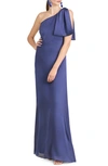 Sachin & Babi Chelsea One-shoulder A-line Gown In Blue