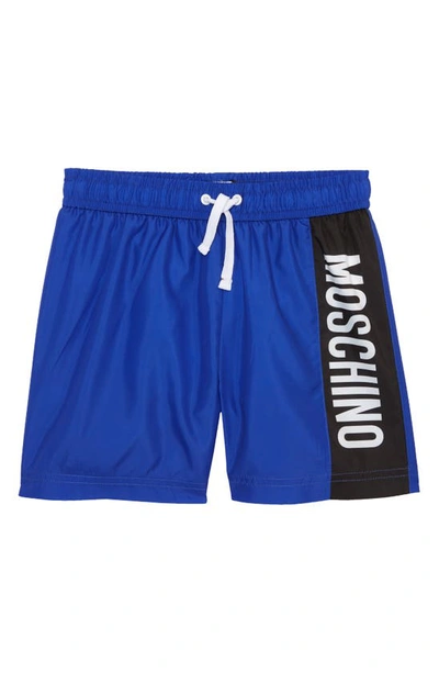 Moschino Kids' Little Boy's & Boy's Logo Swim Shorts In Blue