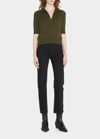 Khaite Jo Shrunken Stretch Cashmere Polo Sweater In Sage