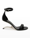 Alexander Mcqueen Arc Calfskin Architectural-heel Sandals In Nw Ivory Slvr