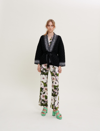 Maje Mondana Stud-embellished Quilted-knit Cardigan In Black