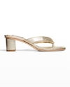 Natori Bay Metallic Thong Sandals In Platinum Gold