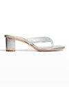 Natori Bay Metallic Thong Sandals In Silver