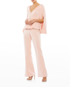Mac Duggal Long Sleeve Flare Leg Jumpsuit In Pink