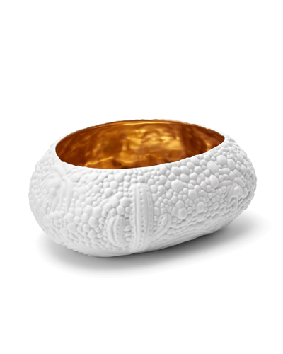 L'objet Haas Medium Mojave 24k Gold & Porcelain Dessert Bowl In White/gold