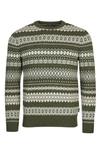 Barbour Case Fair Isle Wool Crewneck Sweater In Olive