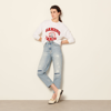 Sandro Guylain High Waist Distressed Straight Leg Jeans In Blue Jean