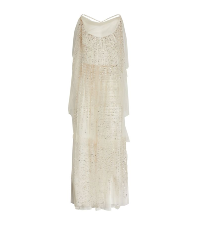 SANDRA MANSOUR】エンブロイダリー チュール レース ドレス-