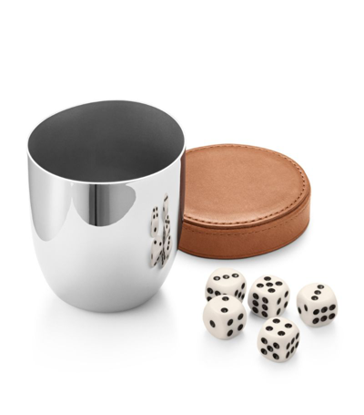 Georg Jensen Sky Stainless Steel And Leather Dice Travel Cup And 5-dice Set In Silver