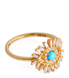 SUZANNE KALAN YELLOW GOLD, DIAMOND AND TURQUOISE EVIL EYE RING (SIZE 5)