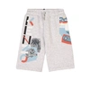Kenzo Teen Boys Shorts Light Gray With Multicolor Logo Print On The Leg And Drawstring At The Elasticated  In Grey