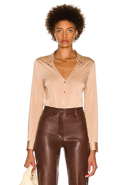 L Agence Dallas Long-sleeve Blouse In Light Mocha