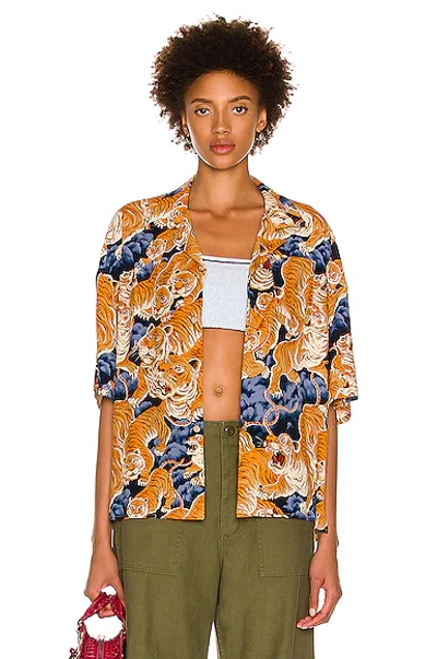 R13 Oversized Hawaiian Shirt In Navy Blue